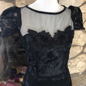 Lovely Black Floral Fit & Flare Party Dress